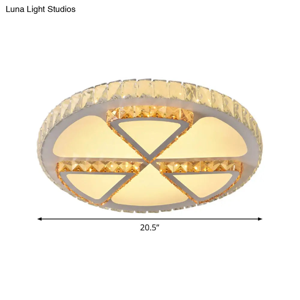 Modern Led Flush Mount Ceiling Light With Clear Crystal Design For Bedroom