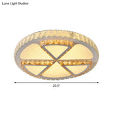 Modern Led Flush Mount Ceiling Light With Clear Crystal Design For Bedroom