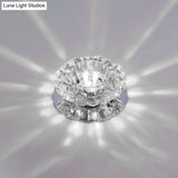 Modern Led Flush Mount Ceiling Light With Clear Crystal Floral Design - Ideal For Corridors