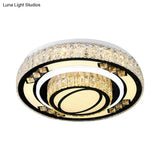 Modern Led Flush Mount Ceiling Light With Crystal Accents