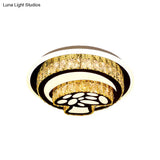 Modern Led Flush Mount Ceiling Light With Crystal Inlaid Loving Heart Flower And Mushroom Design -