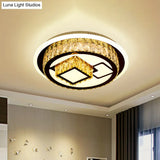 Modern Led Flush Mount Ceiling Light With Crystal Inlaid Loving Heart Flower And Mushroom Design -