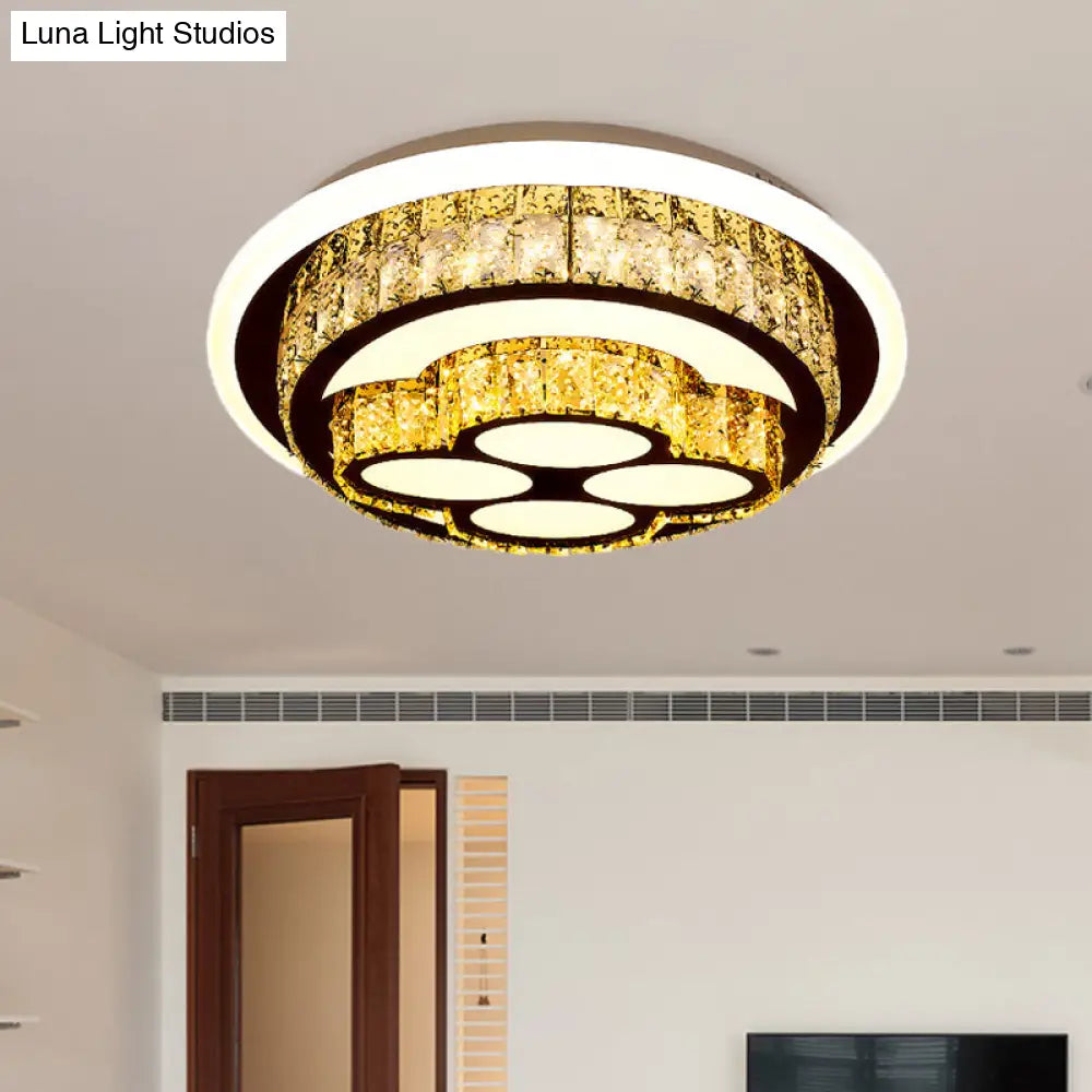 Modern Led Flush Mount Ceiling Light With Crystal Inlaid Loving Heart Flower And Mushroom Design -