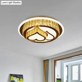Modern Led Flush Mount Ceiling Light With Crystal Inlaid Loving Heart Flower And Mushroom Design -