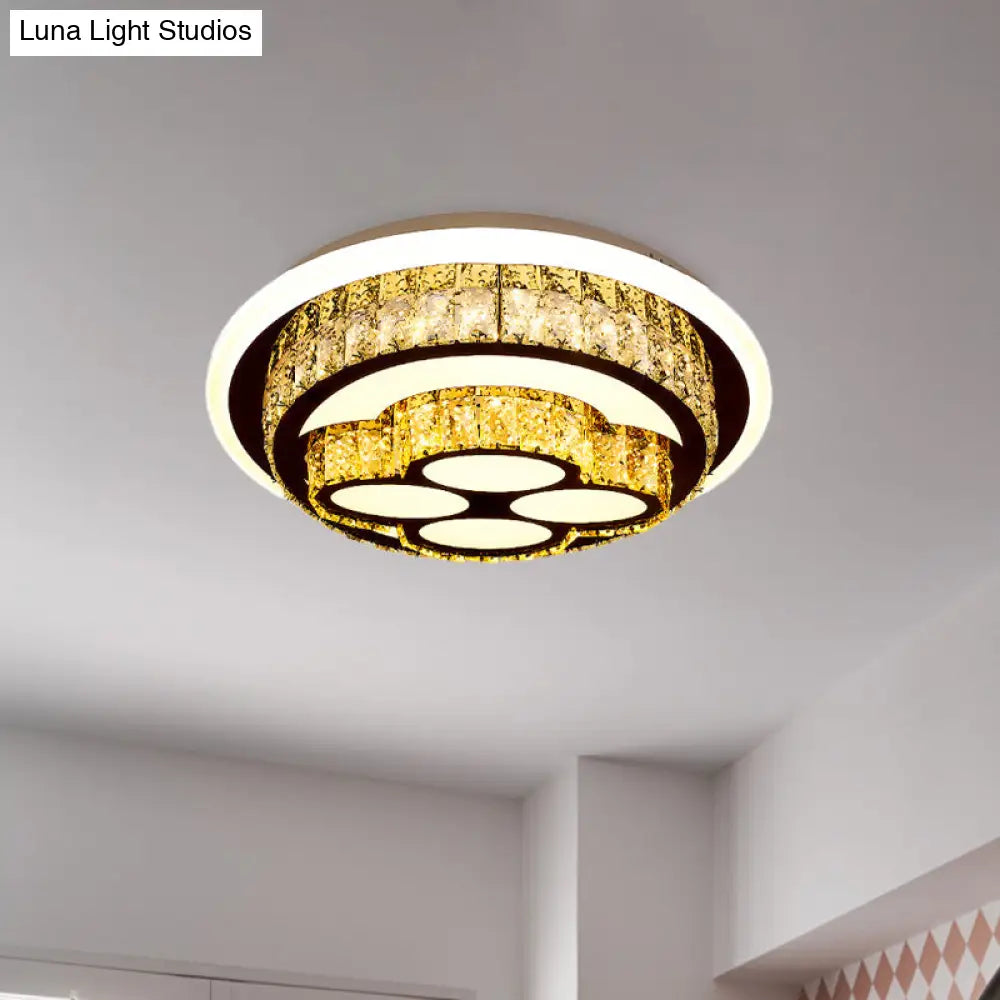 Modern Led Flush Mount Ceiling Light With Crystal Inlaid Loving Heart Flower And Mushroom Design -