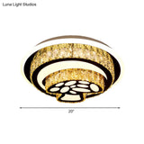 Modern Led Flush Mount Ceiling Light With Crystal Inlaid Loving Heart Flower And Mushroom Design -