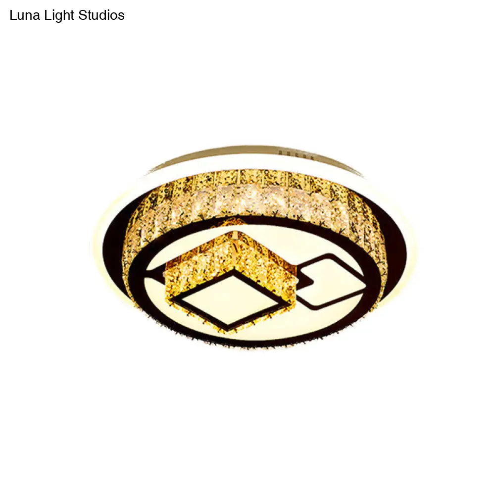 Modern Led Flush Mount Ceiling Light With Crystal Inlaid Loving Heart Flower And Mushroom Design -