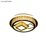 Modern Led Flush Mount Ceiling Light With Crystal Inlaid Loving Heart Flower And Mushroom Design -