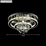 Modern Led Flush Mount Ceiling Light With Dual Crystal Frame In Chrome - Ideal For Bedrooms