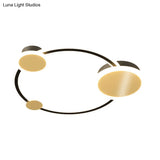 Modern Led Flush Mount Ceiling Light With Gold Ring And Warm/White Illumination