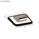 Modern Led Flush Mount Ceiling Light With Square Frame – Black Acrylic Fixture Warm/White Lighting