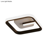 Modern Led Flush Mount Ceiling Light With Square Frame – Black Acrylic Fixture Warm/White Lighting