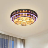 Modern Led Flush Mount Ceiling Light With Stainless - Steel Finish And Clear Crystal Blocks