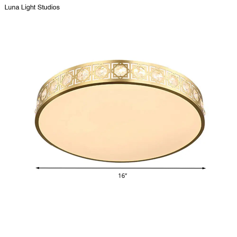 Modern Led Flush Mount Crystal Ceiling Lamp For Bedroom - 3 Sizes Available