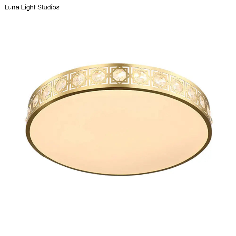 Modern Led Flush Mount Crystal Ceiling Lamp For Bedroom - 3 Sizes Available