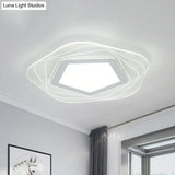 Modern Led Flush Mount Lamp - Acrylic Star/Pentagon Design In White/Warm Light