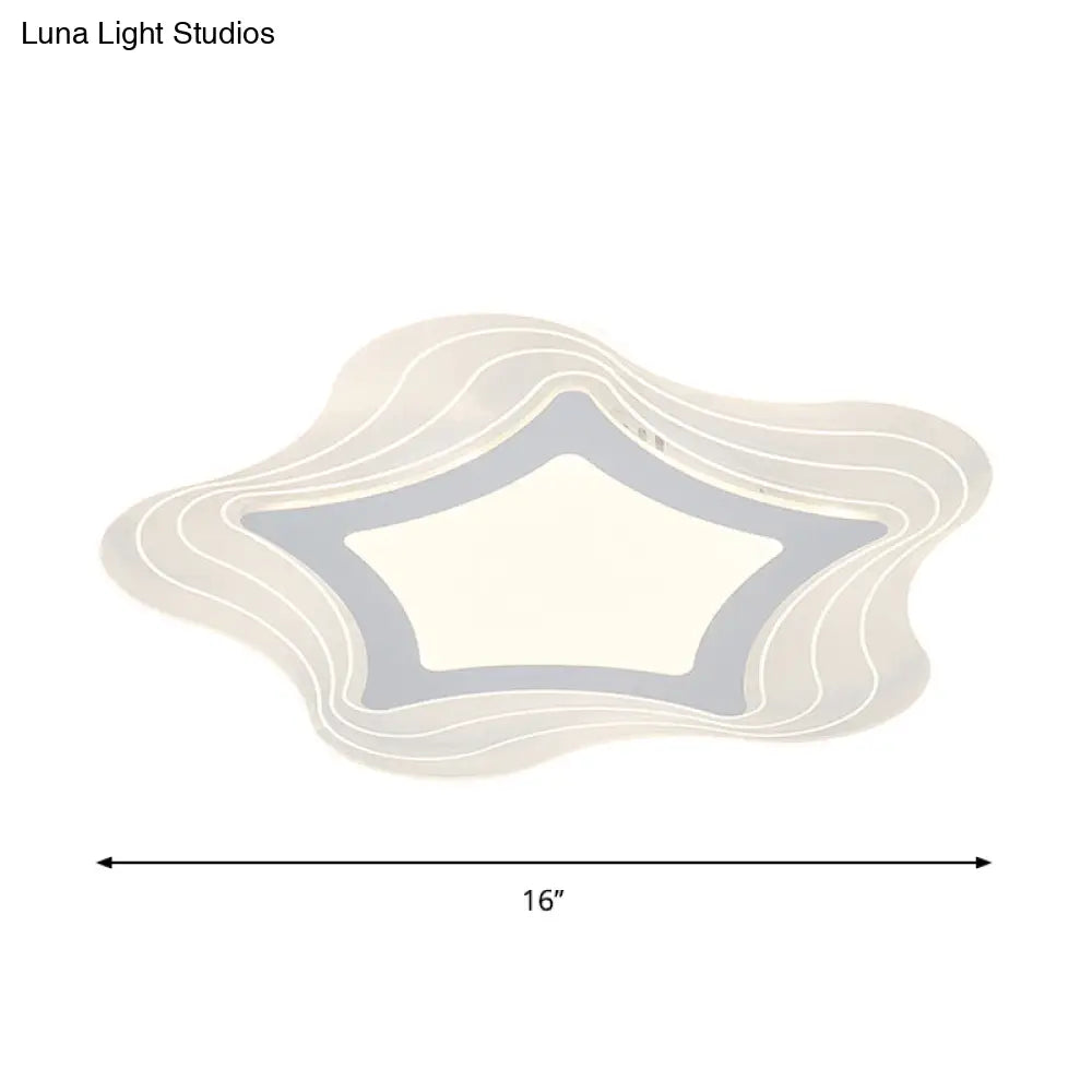 Modern Led Flush Mount Lamp - Acrylic Star/Pentagon Design In White/Warm Light