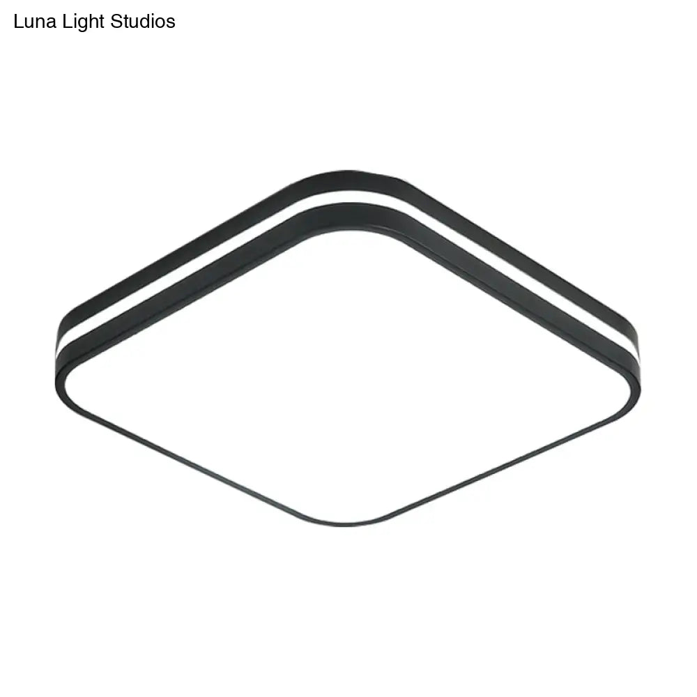 Modern Led Flush Mount Lamp – Black Square/Rectangle Acrylic Fixture In White Light