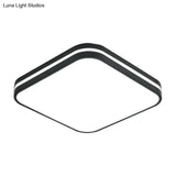 Modern Led Flush Mount Lamp – Black Square/Rectangle Acrylic Fixture In White Light