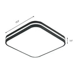 Modern Led Flush Mount Lamp Black Square/Rectangle Acrylic Fixture In White Light 16/19.5/25.5 Wide