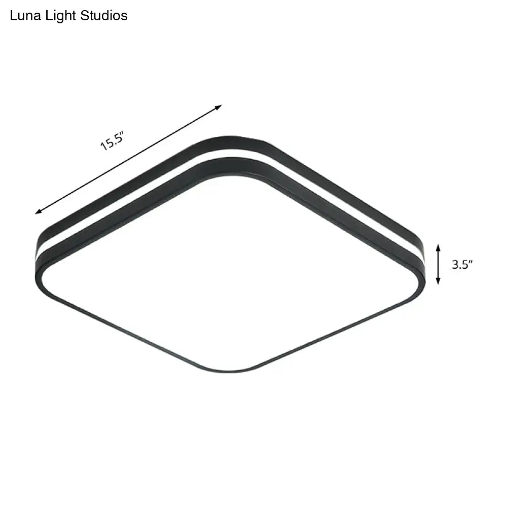 Modern Led Flush Mount Lamp – Black Square/Rectangle Acrylic Fixture In White Light