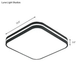 Modern Led Flush Mount Lamp – Black Square/Rectangle Acrylic Fixture In White Light