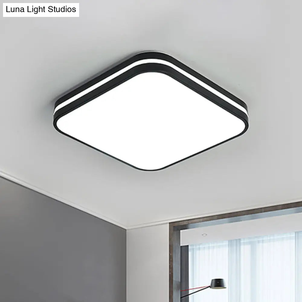 Modern Led Flush Mount Lamp – Black Square/Rectangle Acrylic Fixture In White Light