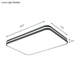 Modern Led Flush Mount Lamp – Black Square/Rectangle Acrylic Fixture In White Light