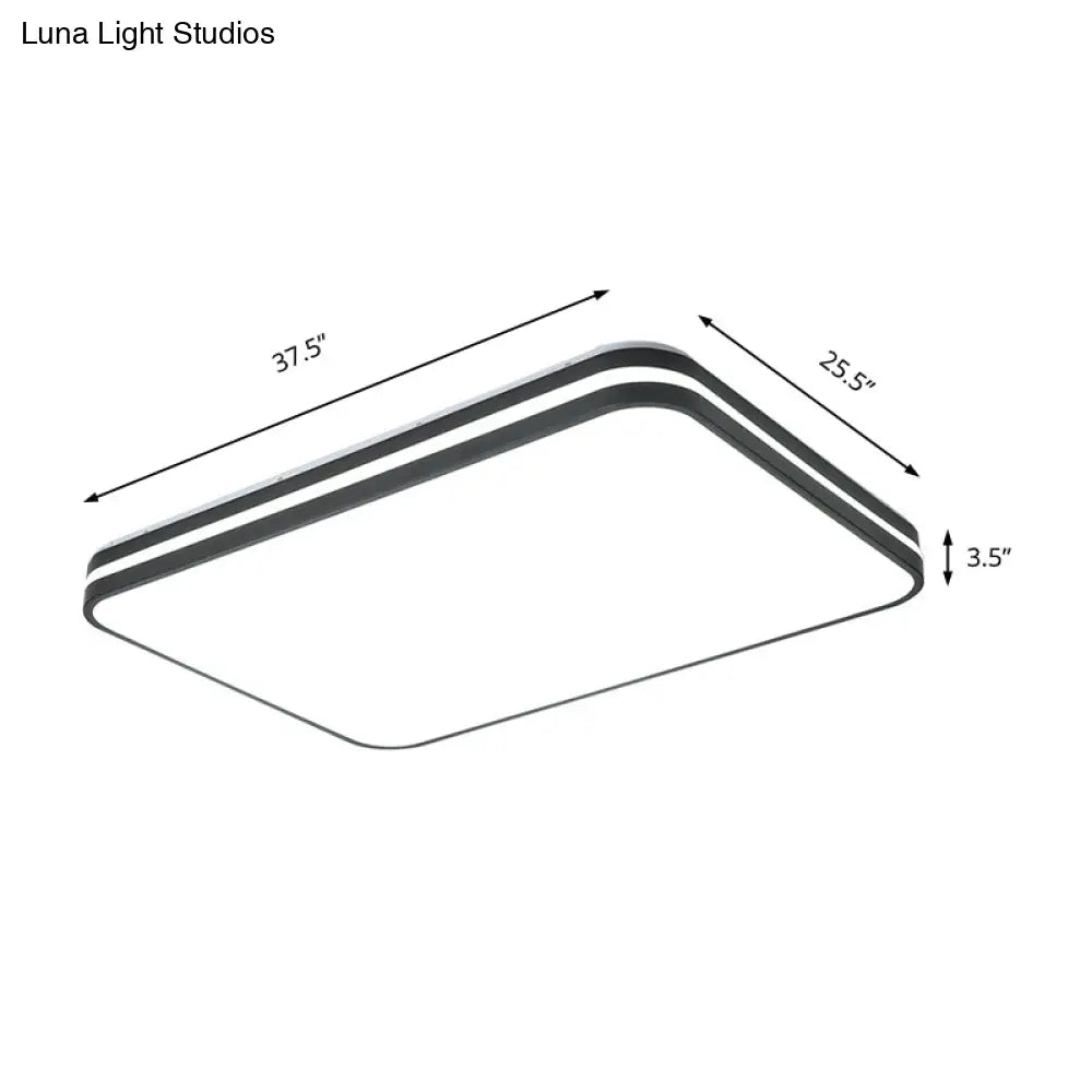 Modern Led Flush Mount Lamp – Black Square/Rectangle Acrylic Fixture In White Light