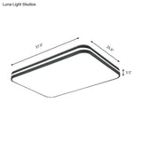 Modern Led Flush Mount Lamp – Black Square/Rectangle Acrylic Fixture In White Light