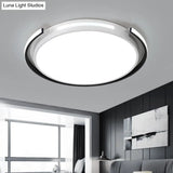 Modern Led Flush Mount Lamp: Black & White Round Ceiling Light With Acrylic Shade Black-White / 18