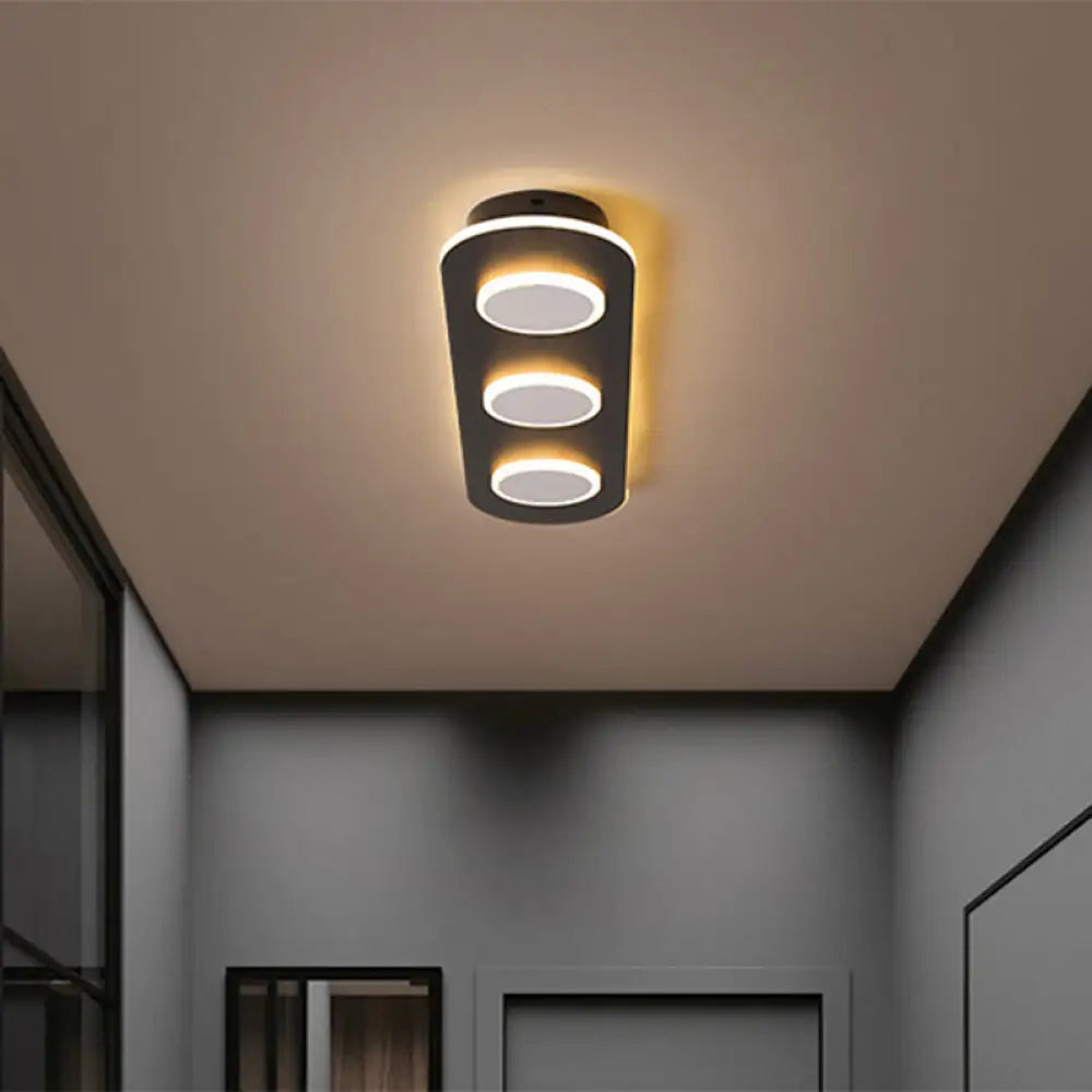 Modern Led Flush Mount Lamp In White With Oval And Round Design Acrylic Shade 18’/25.5’ Width
