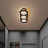 Modern Led Flush Mount Lamp In White With Oval And Round Design Acrylic Shade 18’/25.5’ Width