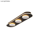 Modern Led Flush Mount Lamp In White With Oval And Round Design Acrylic Shade 18’/25.5’ Width