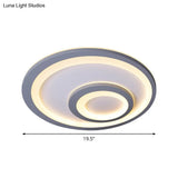 Modern Led Flush Mount Lamp - Sleek Grey Ceiling Light With Round Metal Shade In Warm/White