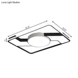Modern Led Flush Mount Lamp: Wide Black - White Acrylic Square Light Fixture (18’/22’/31.5’)