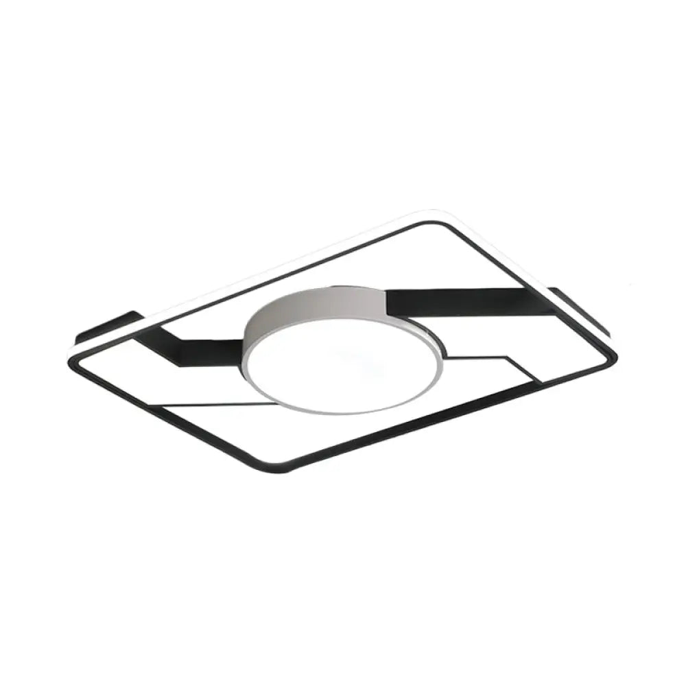 Modern Led Flush Mount Lamp: Wide Black-White Acrylic Square Light Fixture (18/22/31.5)