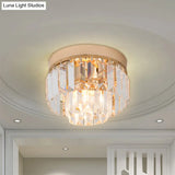 Modern Led Flush Mount Lamp With Clear Bevel Cut Crystals - Gold/Black