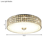 Modern Led Flush Mount Lamp With Clear Crystal Drum Shade - 16’/19.5’ Width Bedchamber Ceiling