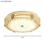 Modern Led Flush Mount Lamp With Rectangular - Cut Clear Crystals