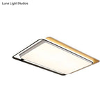 Modern Led Flush Mount Light Fixture: Black Rectangular Design Close To Ceiling Lamp In White/Warm