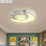 Modern Led Flush Mount Light Fixture For Floral Bedroom In White