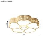 Modern Led Flush Mount Light Fixture For Floral Bedroom In White