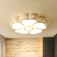 Modern Led Flush Mount Light Fixture For Floral Bedroom In White / B