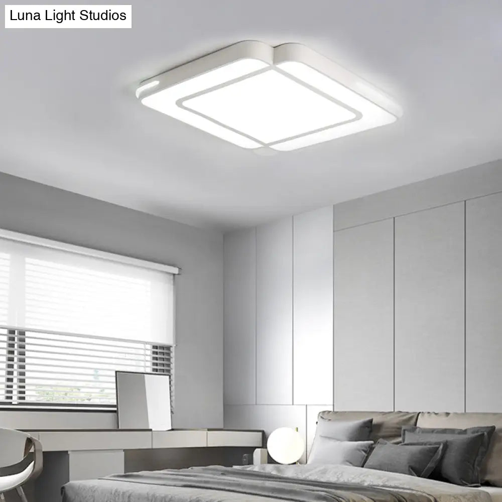 Modern Led Flush Mount Light Fixture With Acrylic Shade - Black/White Square Design White