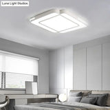 Modern Led Flush Mount Light Fixture With Acrylic Shade - Black/White Square Design White