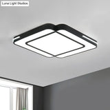 Modern Led Flush Mount Light Fixture With Acrylic Shade - Black/White Square Design White
