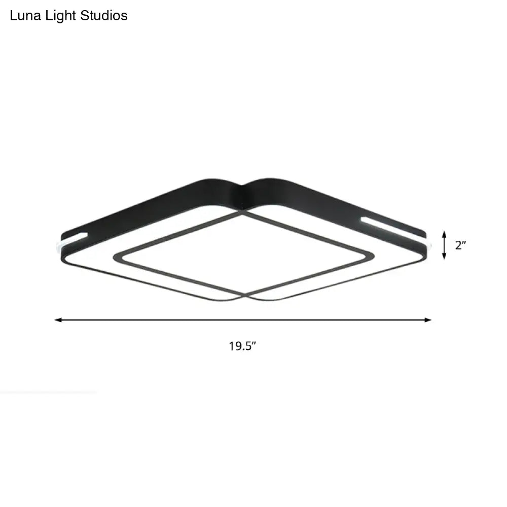 Modern Led Flush Mount Light Fixture With Acrylic Shade - Black/White Square Design White