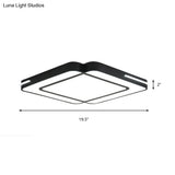 Modern Led Flush Mount Light Fixture With Acrylic Shade - Black/White Square Design White