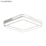 Modern Led Flush Mount Light Fixture With Acrylic Shade - Black/White Square Design White